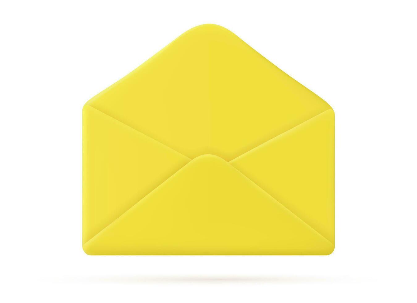 3d Render open mail envelope icon isolated on white background. new read email notification. Vector illustration