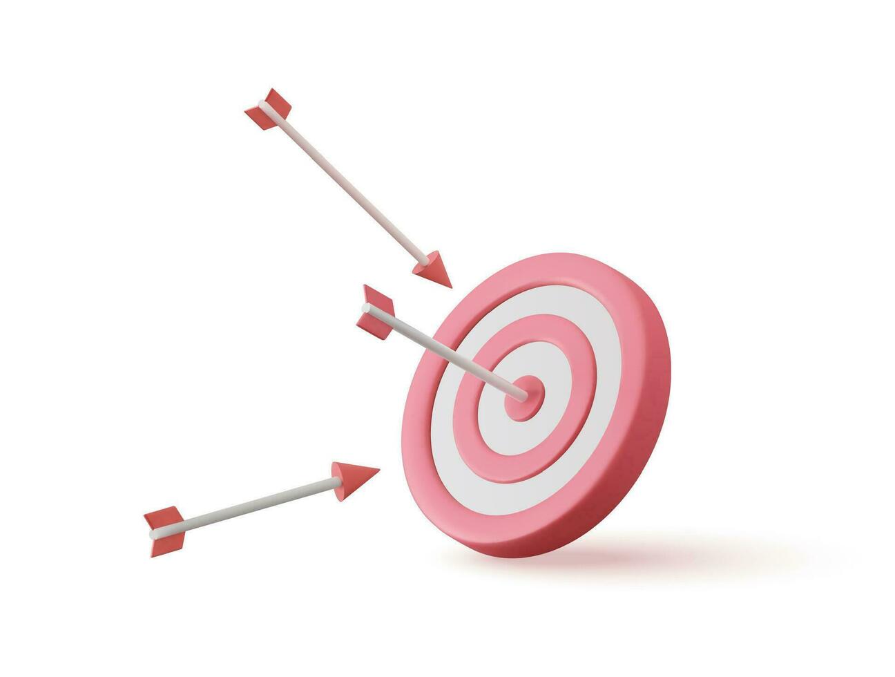 3d Arrow hit the center of target. the concept of achieving a goal in life or business. Marketing time concept. 3d rendering. Vector illustration
