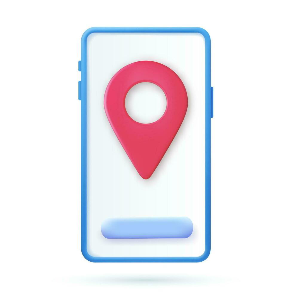 3d minimal city map gps navigation smartphone icon. mobile app interface, geolocation, concept. App search map navigation. Pin checking red color, point. Delivery online. Vector illustration