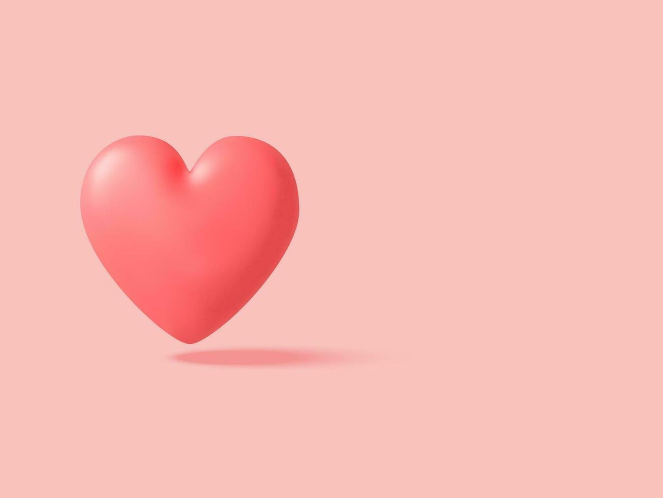 3D rendering Red heart on pink background. Valentine Day. heart icon, like and love. Vector illustration