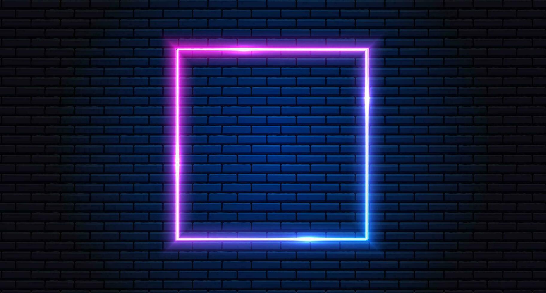 Neon frame for your design. neon lights square sign. abstract neon background for signboard or billboard. Geometric glow outline shape or laser glowing lines. Vector illustration.