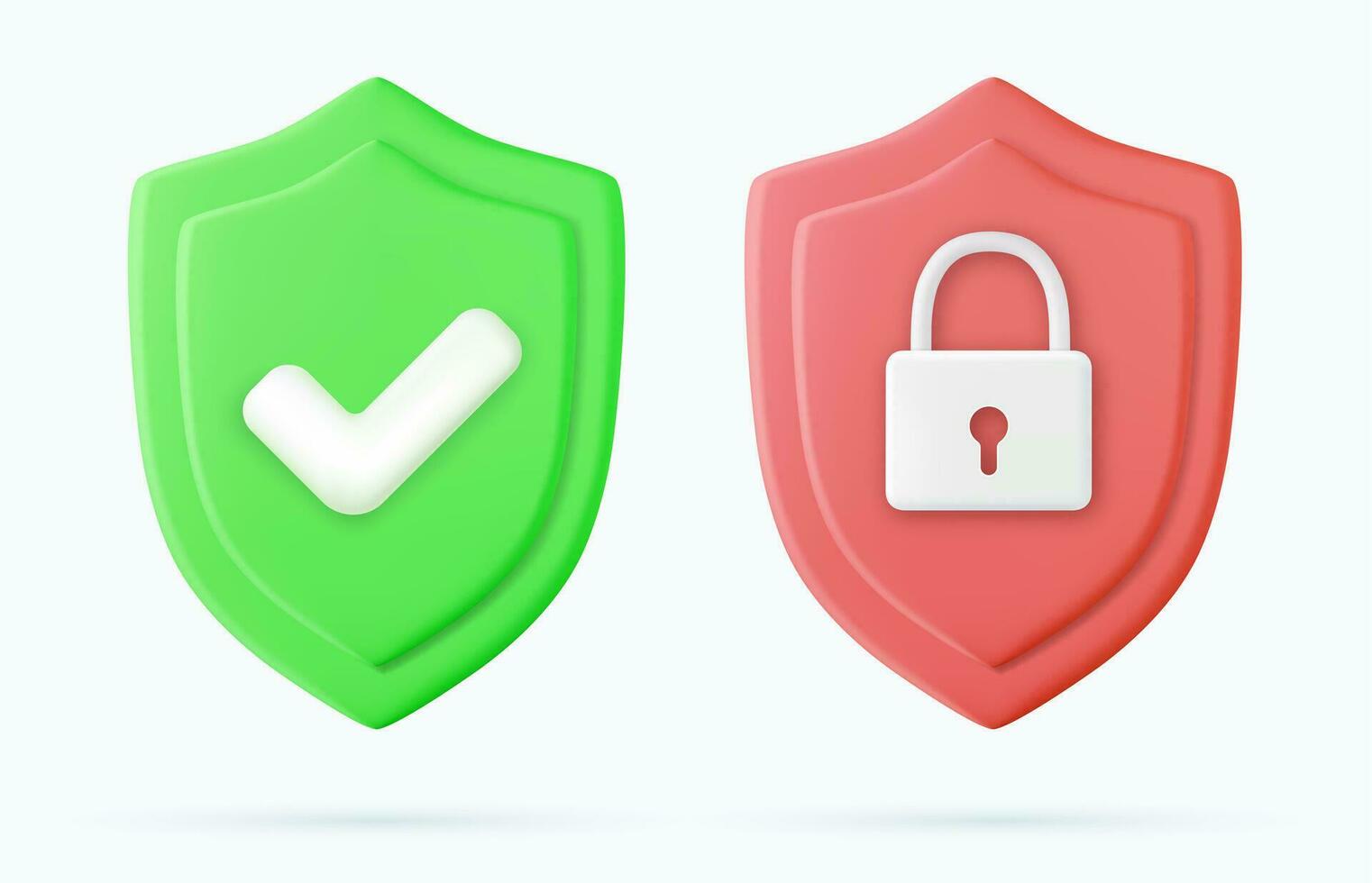 3d proteccion candado resumen proteger seguridad con bloquear datos símbolo icono. cortafuegos acceso Internet intimidad firmar, seguro red web emblema plantilla, 3d representación. vector ilustración