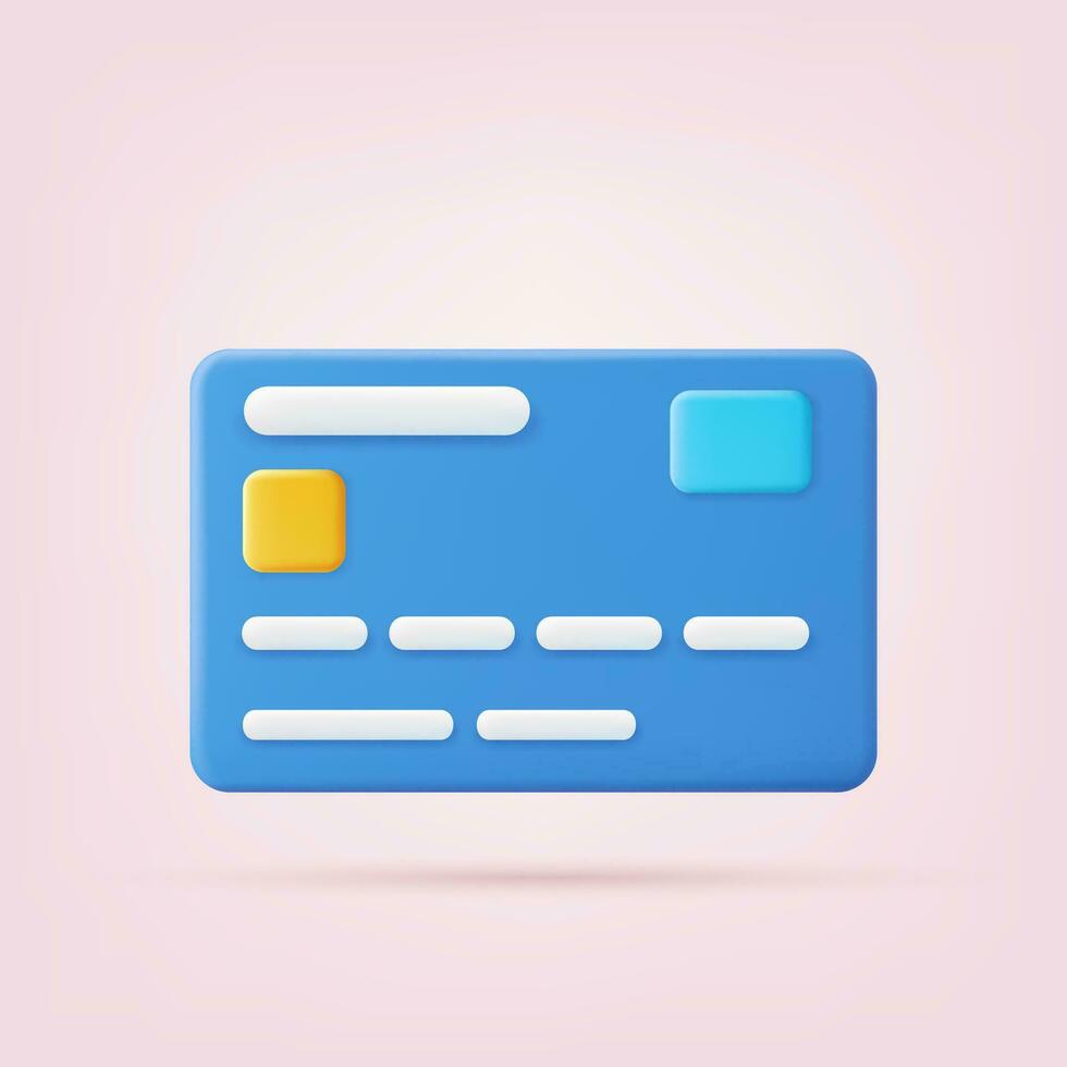 3d rendering credit card icon. Concept of Banking Operation. Financial transactions, payments, online banking, money transfers. minimal cartoon style Credit Card icon vector