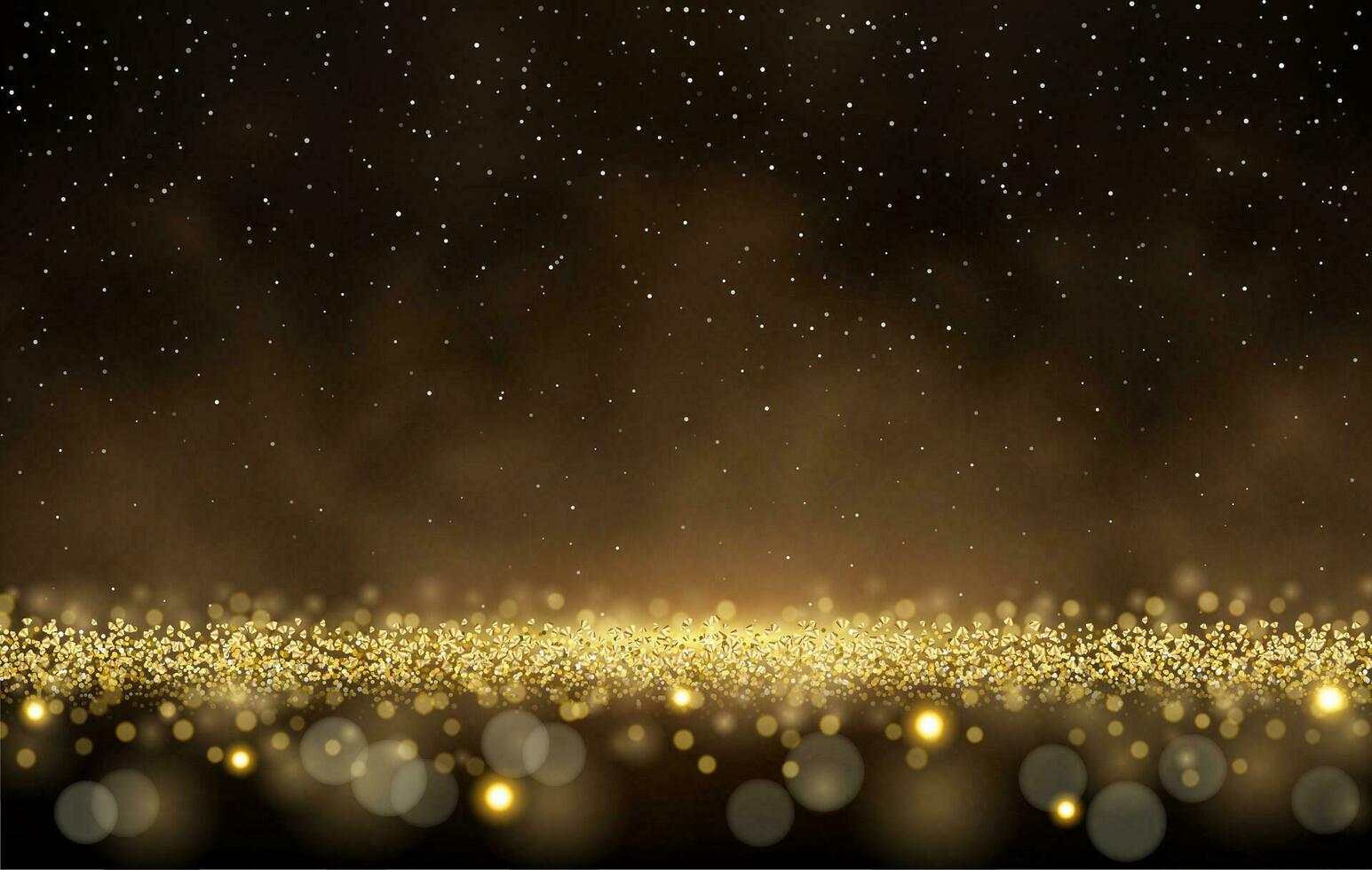 Abstract background. A golden glow with magical dust. Gold backlight. golden glitter dust. Sparkling glittery background decoration. Vector illustration