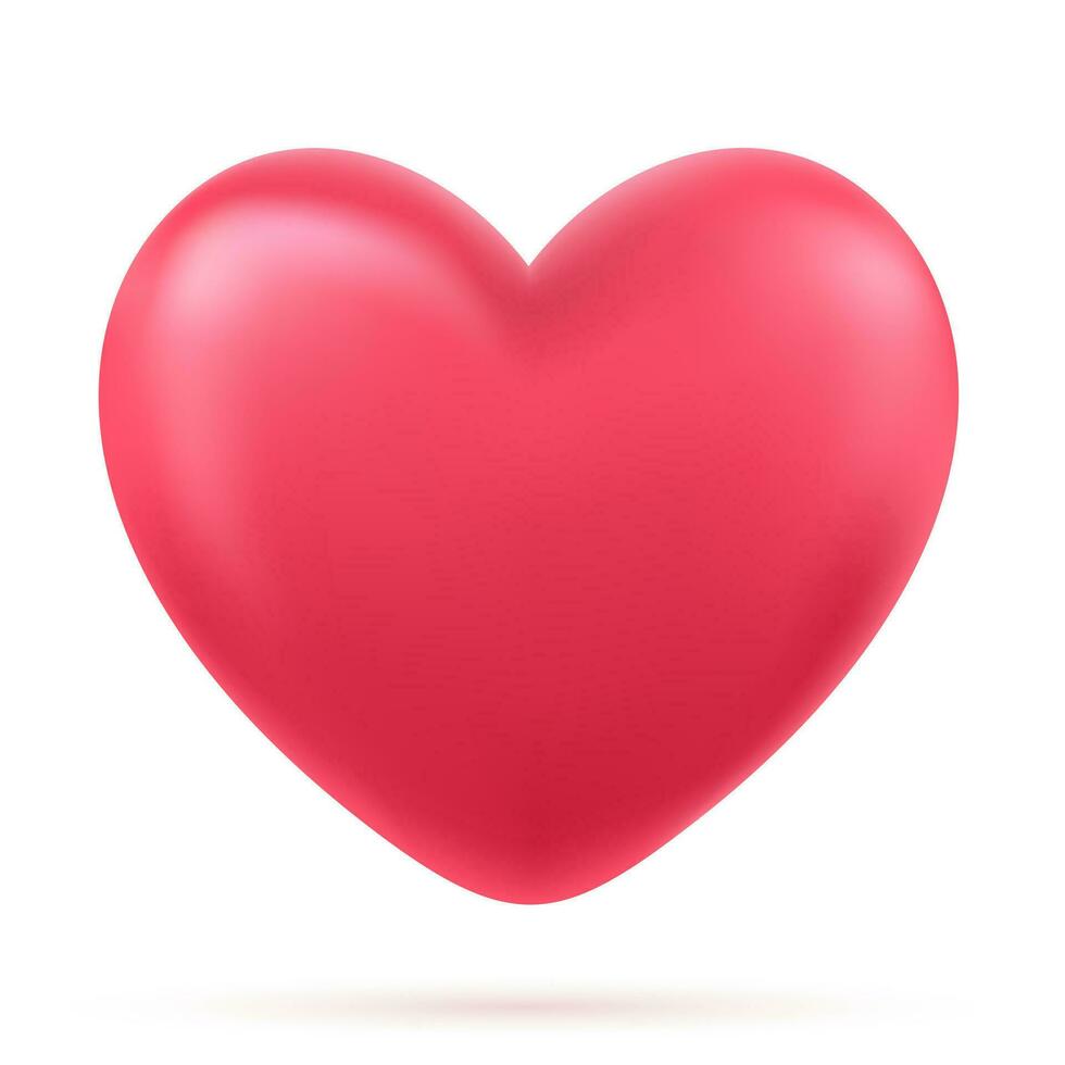 Shiny 3d rendering heart. Valentines day, Mothers Day, wedding, I love you. Design element for poster, card, banner, flyer. Vector illustration
