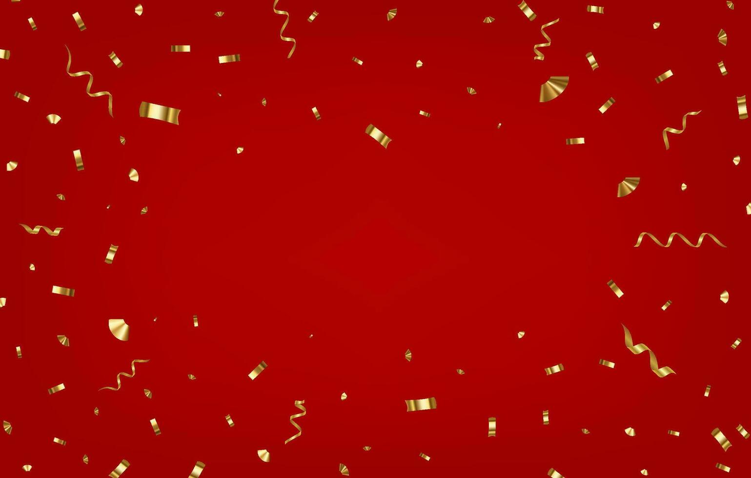 Abstract Red Party Holiday Background with Confetti and Golden Ribbon. Texture for party,celebration, carnival, birthday,Christmas,Happy new year and Chinese new year. Vector illustration
