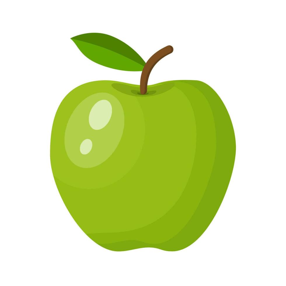 Green apple icon isolated on white background. Summer fruits for healthy lifestyle. Vector illustration in flat style