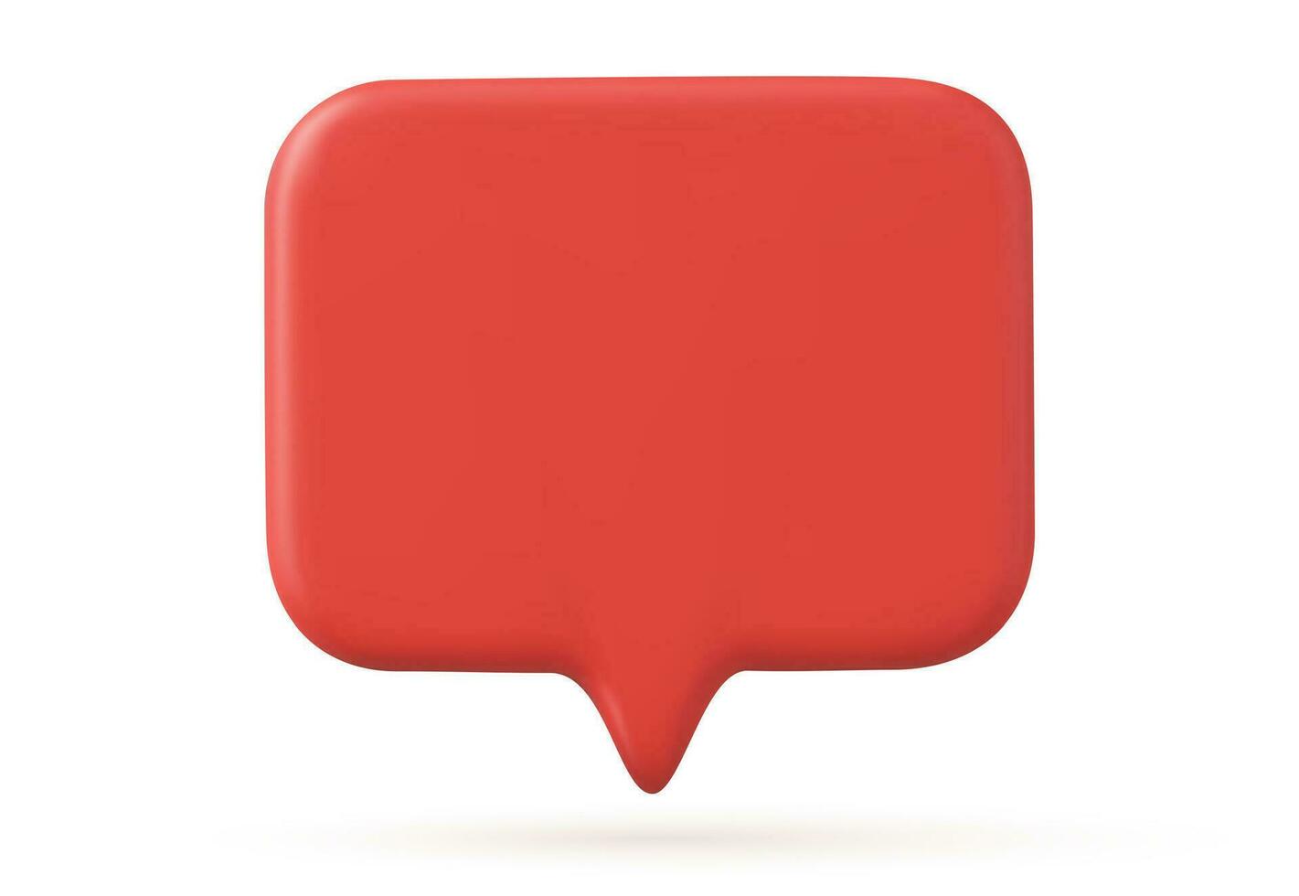 Blank red speech bubble pin isolated on white background 3D rendering. Social network communication concept. Vector illustration