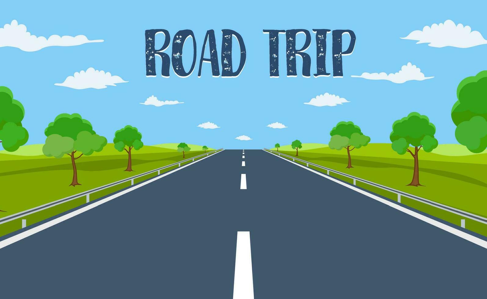 road trip. highway drive with beautiful landscape. Travel road car view. highway with panoramic views. vector illustration in flat design