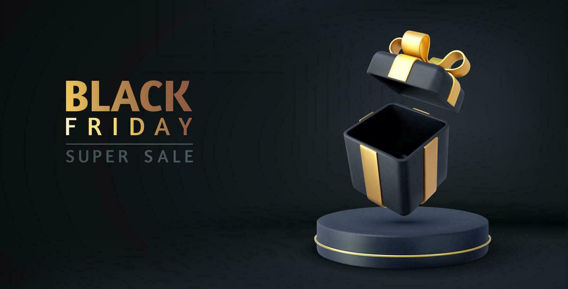 3d Blank open black gift box vector