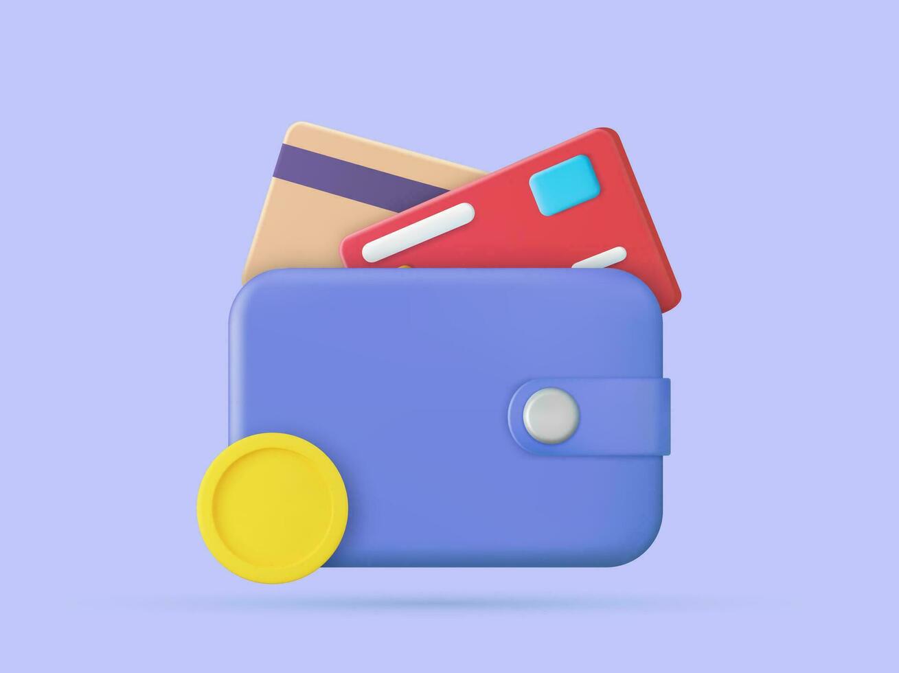 3D Money Saving icon concept. Wallet, coins and credit card, Mobile banking and Online payment service. Digital marketing, E commerce. 3d rendering. Vector illustration