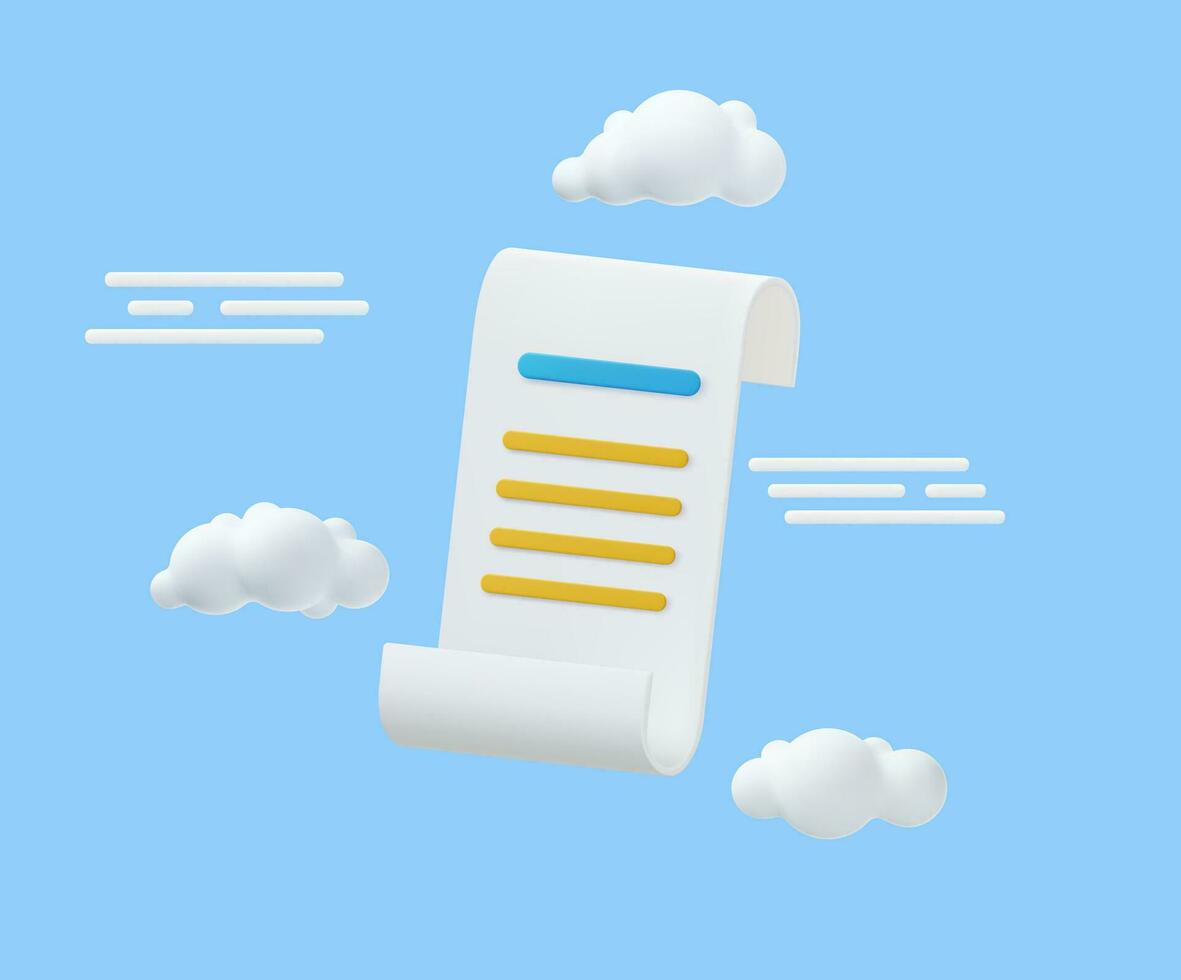 3d render Paper scroll with cloud. Vector illustration