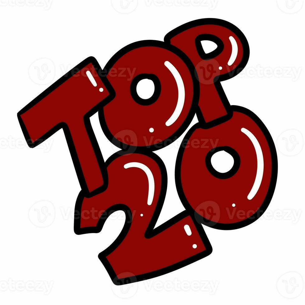 red number top 20. illustration photo