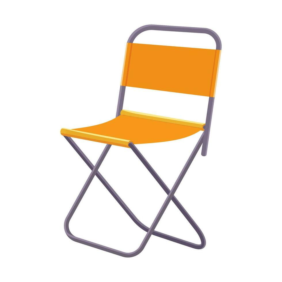 Folding chair camping tourism Cartoon icon Isolated On White Background. travel equipment. Vector illustration in flat style