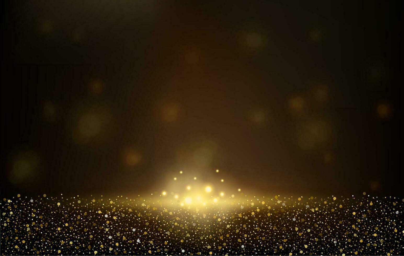 Abstract background. A golden glow with magical dust. Gold backlight. golden glitter dust. Sparkling glittery background decoration. Vector illustration