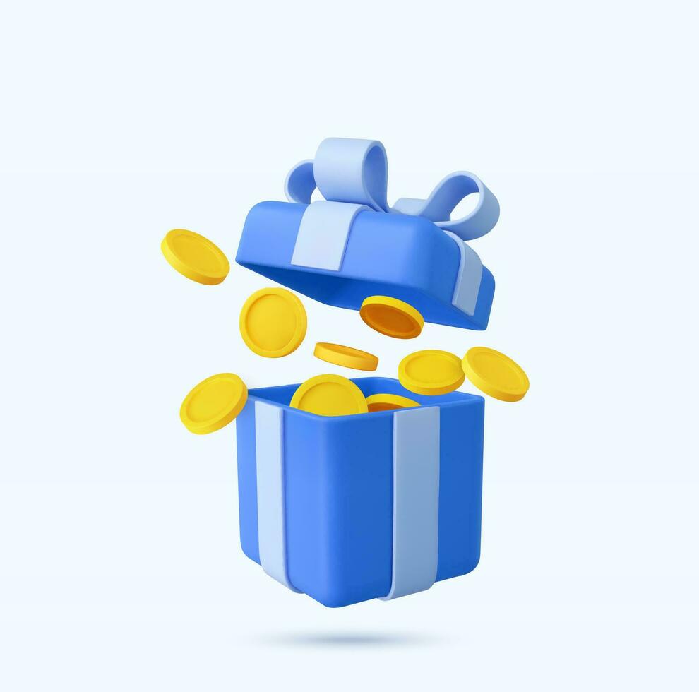 3D open gift box surprise vector