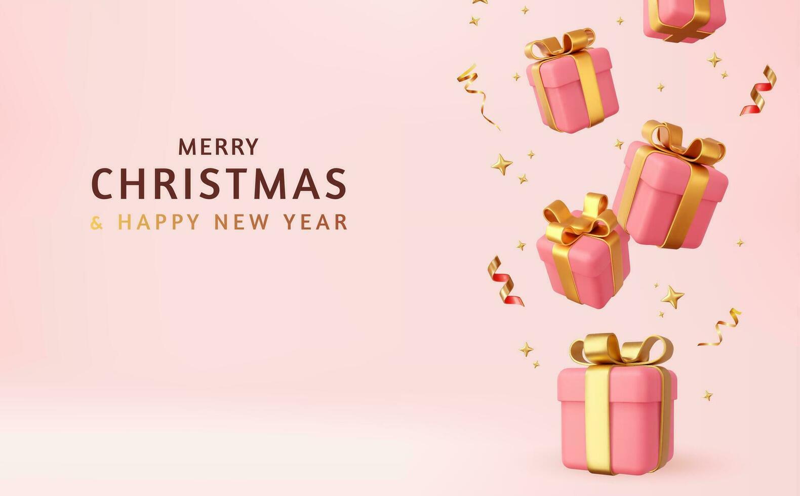 3d Merry Christmas and Happy New Year Background vector