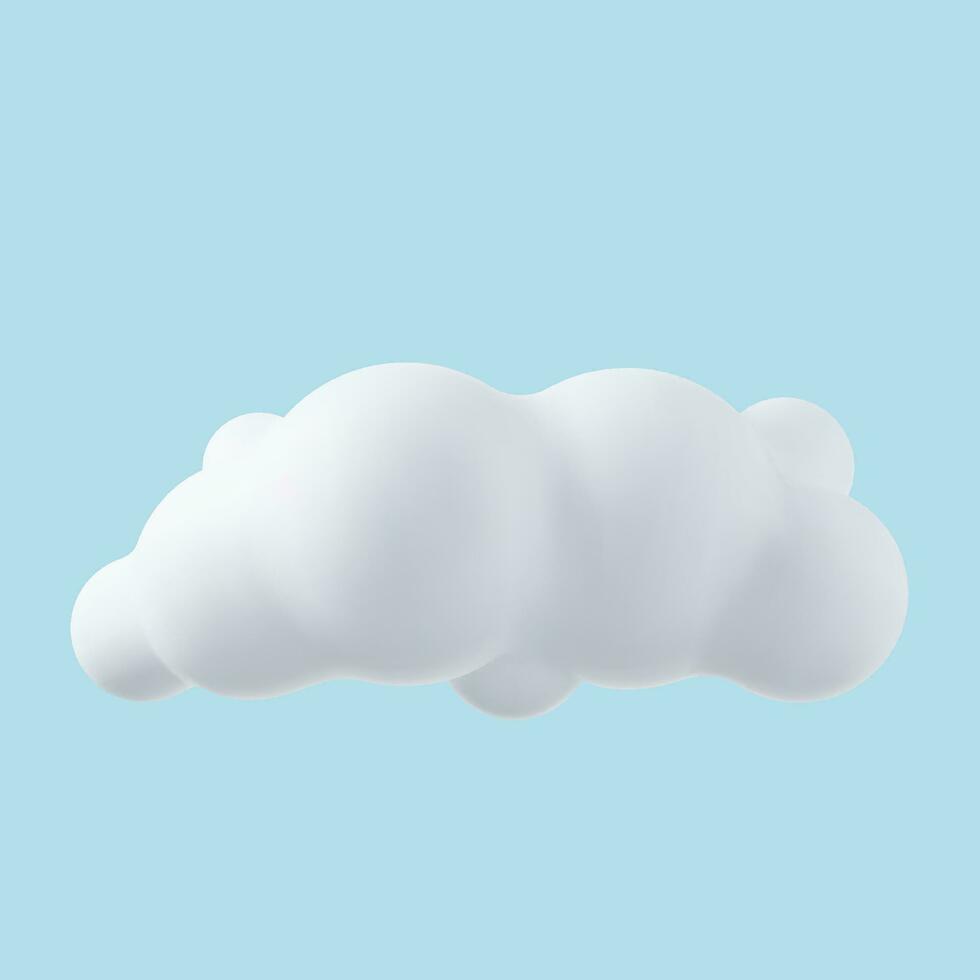 3d realista sencillo nubes aislado en azul antecedentes. hacer suave redondo dibujos animados mullido nubes icono en el cielo. vector ilustración