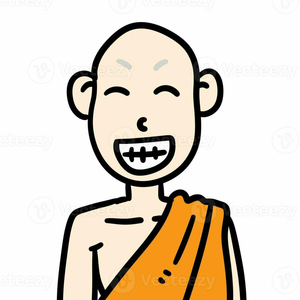 illustration of cartoon monk on white background photo