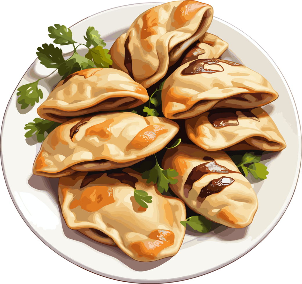 AI generated Gyoza Food on Plate Image png
