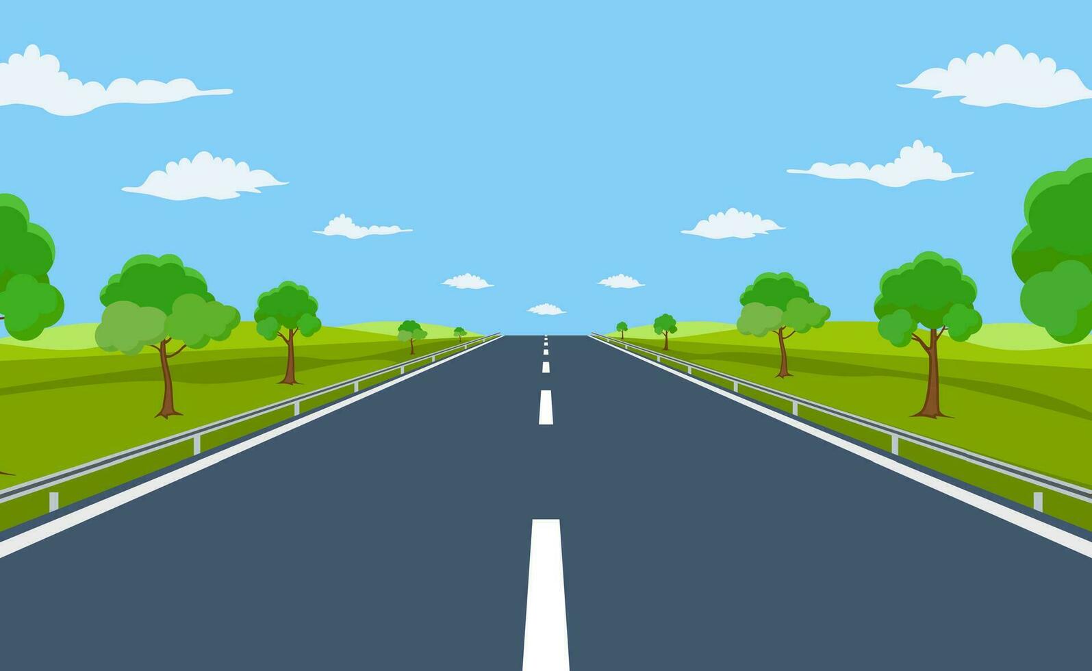 highway drive with beautiful landscape. Travel road car view. vector illustration in flat design