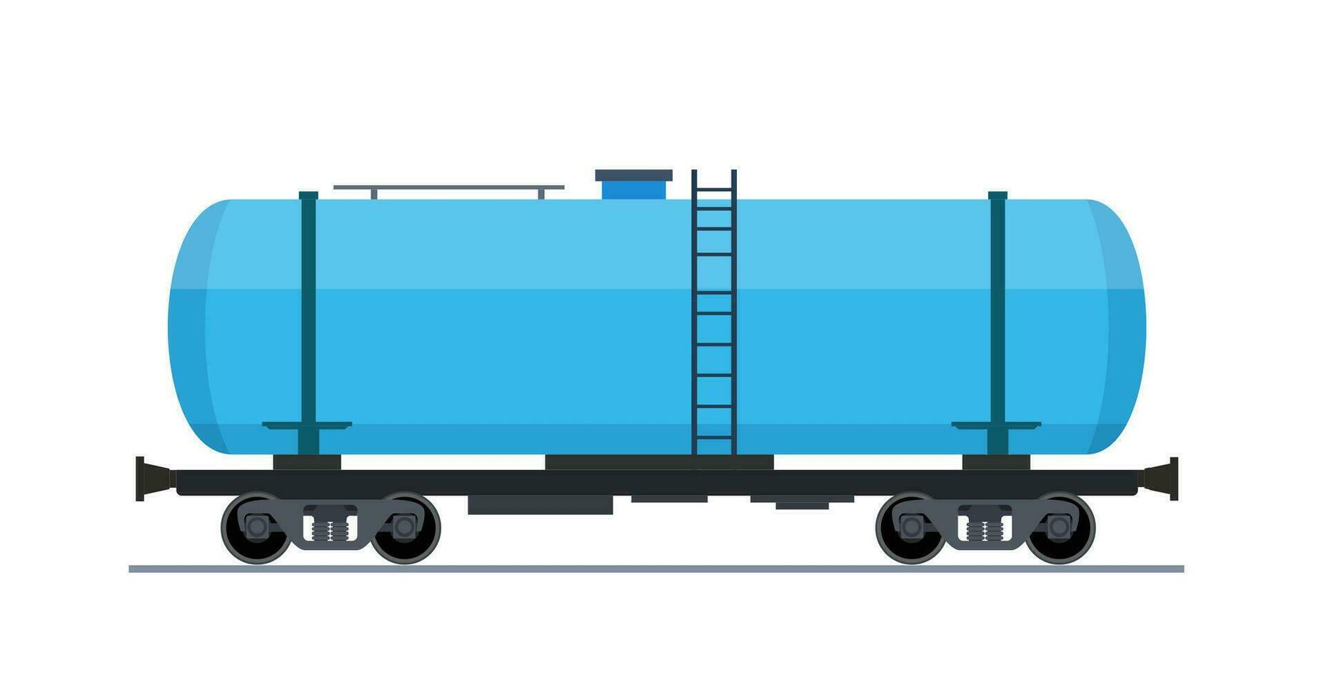 Freight train wagon. Railroad cars tank view from side. Cargo train wagons isolated on white background icon. Industrial Railroad Transportation. Vector illustration in flat style