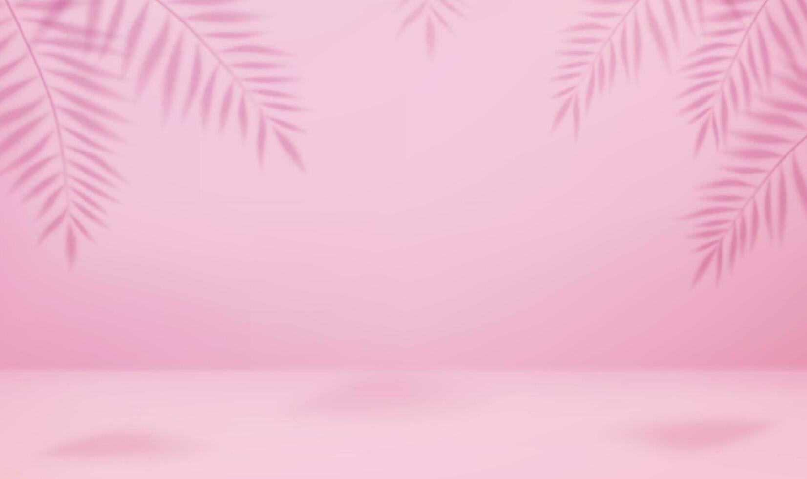 3d Empty light studio abstract background with spotlight effect and tropical palm leaves shadow. concept for your graphic design poster banner and backdrop. 3d rendering. Vector illustration