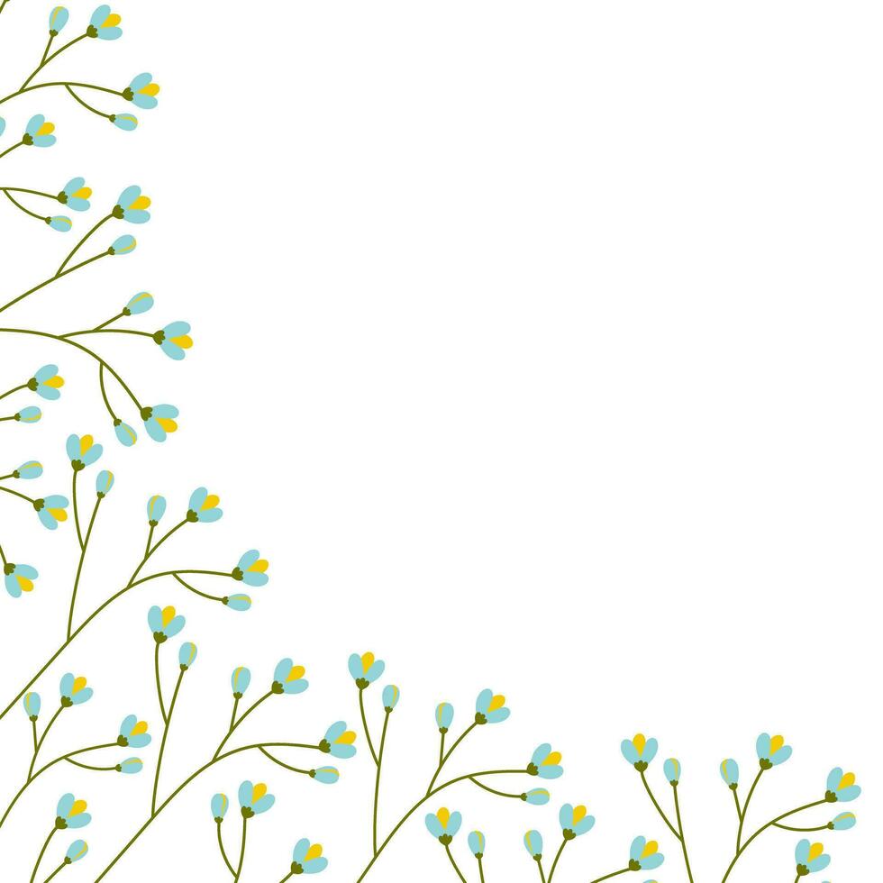 Corner frame of Blooming branches with copy space. Springtime Blossoms Border for many various uses vector