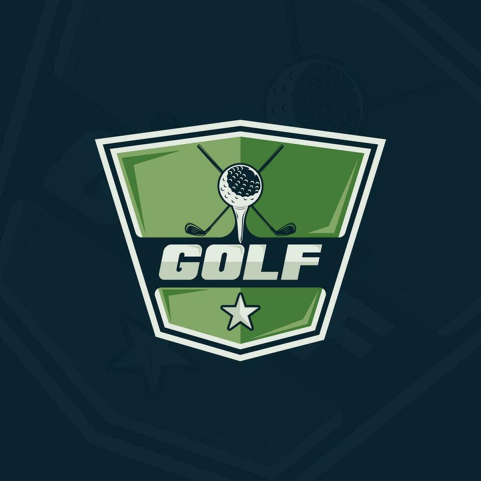 golf club emblem logo vector illustration template icon graphic design. stick and ball of sport sign or symbol for tournament or league team with badge shield concept