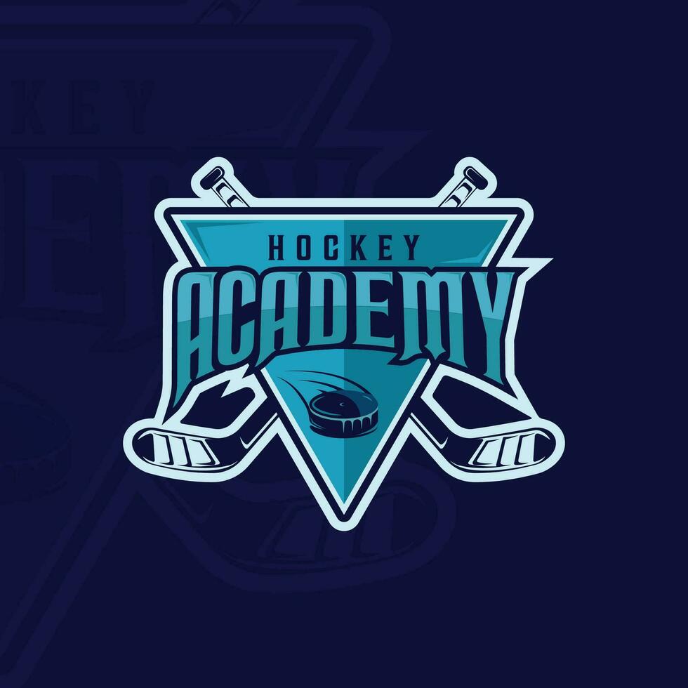 hielo hockey emblema logo vector ilustración modelo icono gráfico diseño. disco y hockey palo firmar o símbolo con Insignia proteger para club o equipo deporte