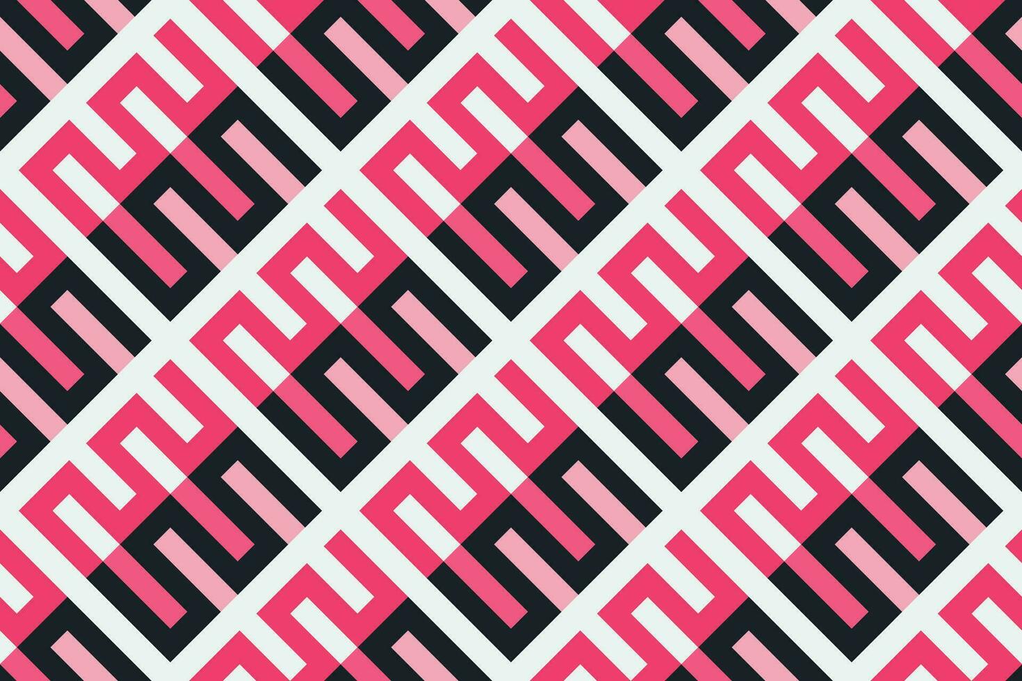 Geometric seamless pattern. Abstract geometric graphic design with black, pink and white color vector