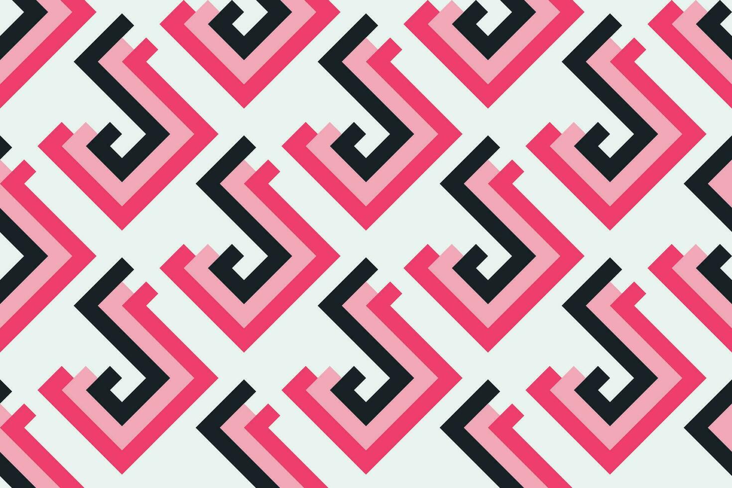 Geometric seamless pattern. Abstract geometric graphic design with black, pink and white color vector