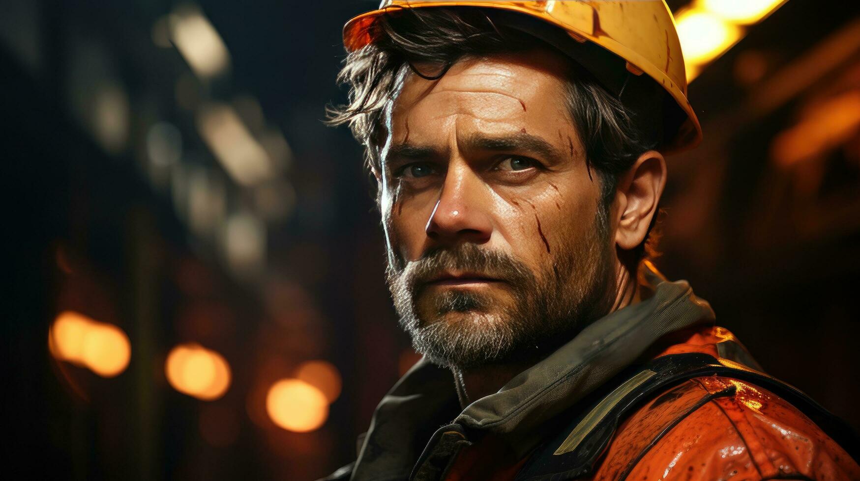 AI generated Working specialist engineer at work in an orange vest special uniform photo