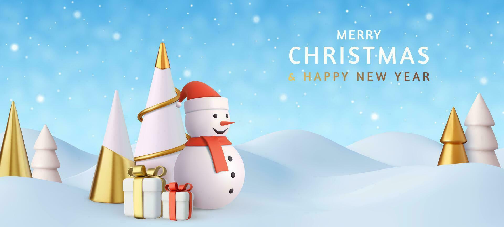 3d Merry Christmas background vector