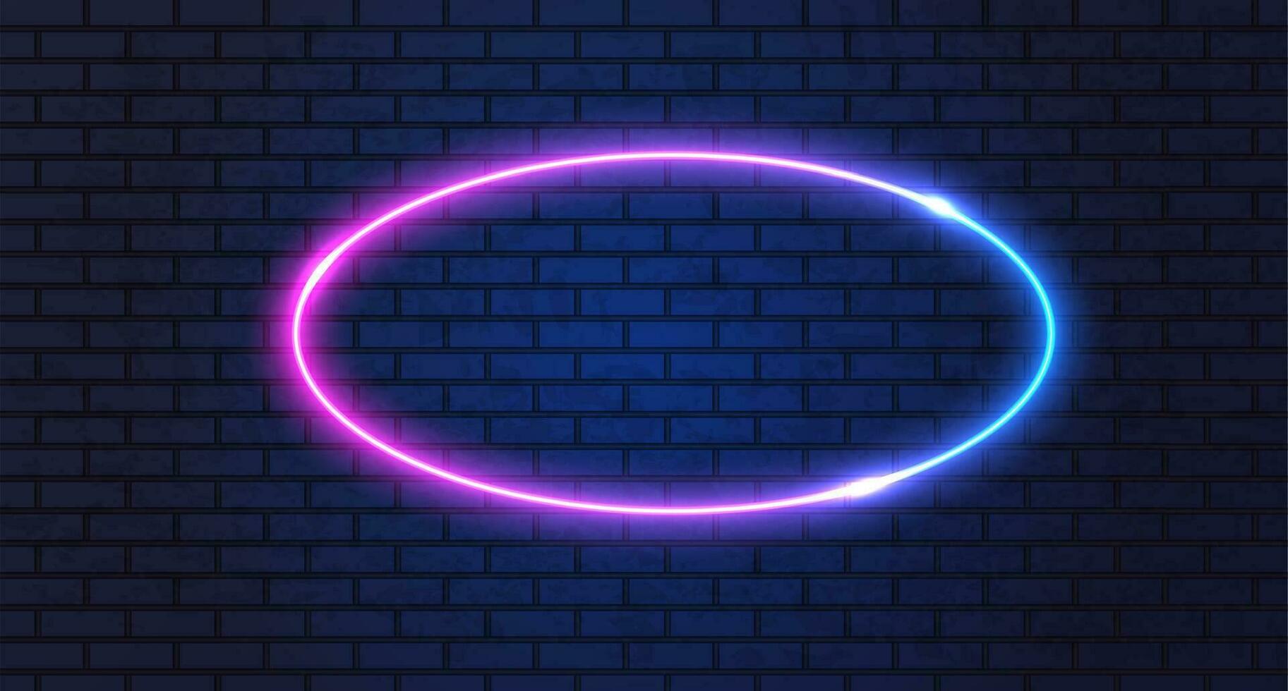Neon frame for your design. neon ellipse lights sign. abstract neon background for signboard or billboard. Geometric glow outline shape or laser glowing lines. Vector illustration.