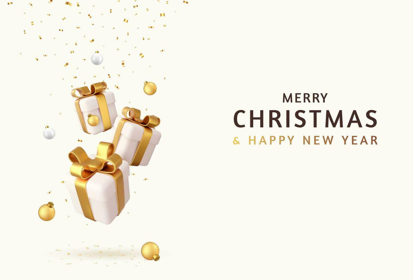 3d Merry Christmas and Happy New Year. Background vector