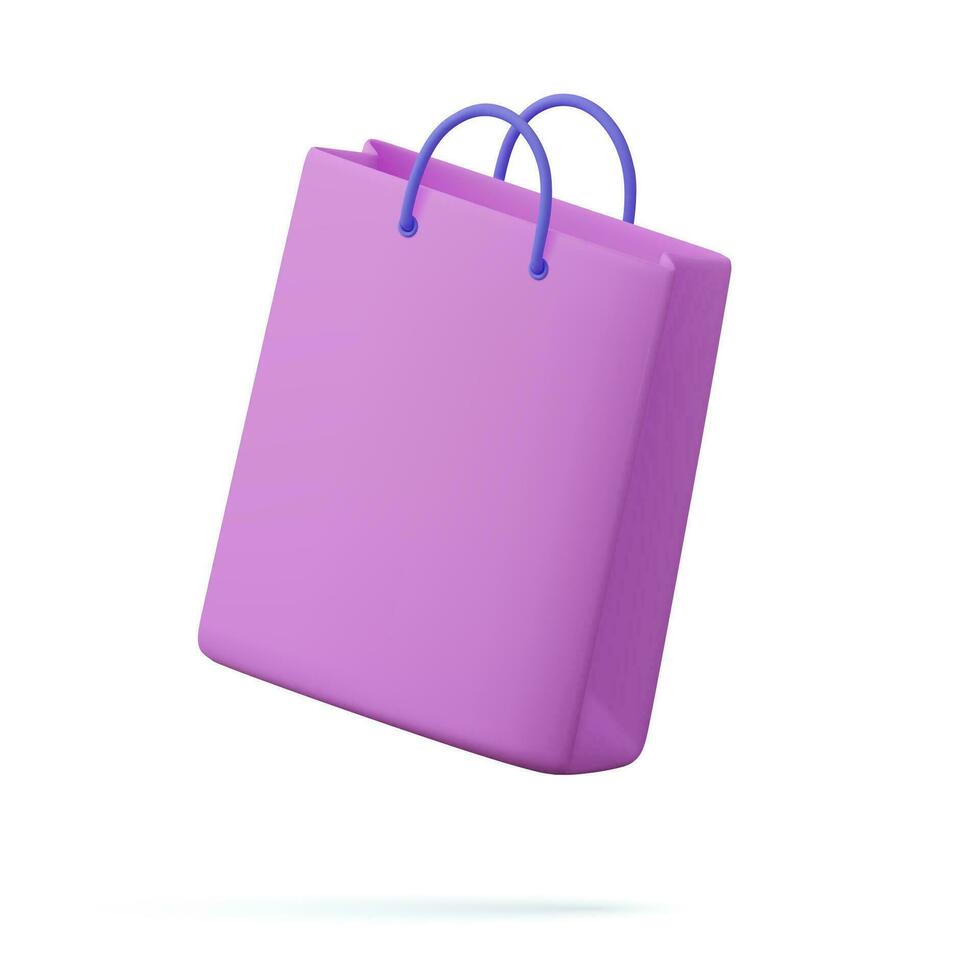 3d Shopping bag, handbag. Sale, discount, promotion, Online shopping concept. Banner template. 3d rendering. Vector illustration