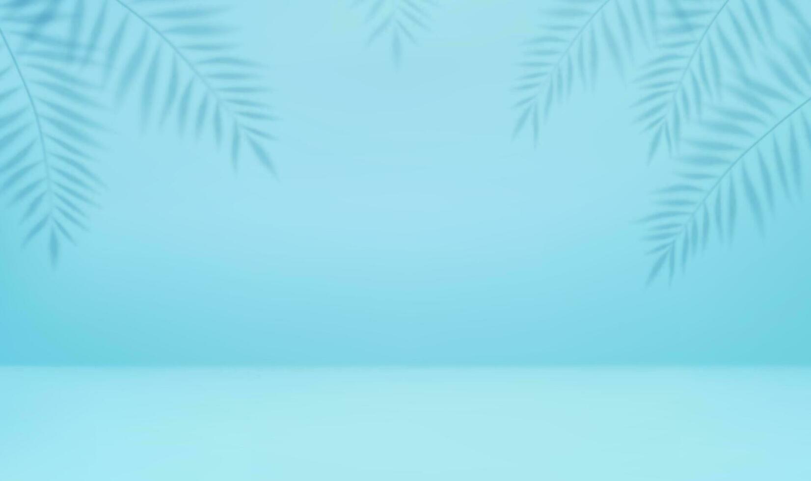 3d Empty light studio abstract background with spotlight effect and tropical palm leaves shadow. concept for your graphic design poster banner and backdrop. 3d rendering. Vector illustration