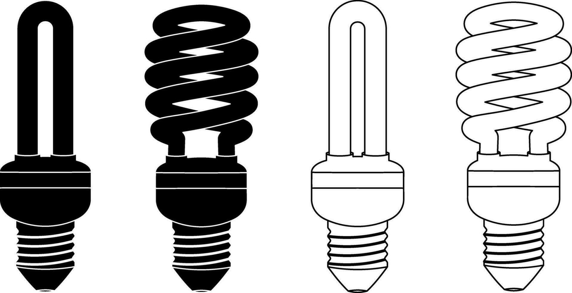 outline silhouette fluorescent lamp icon set vector