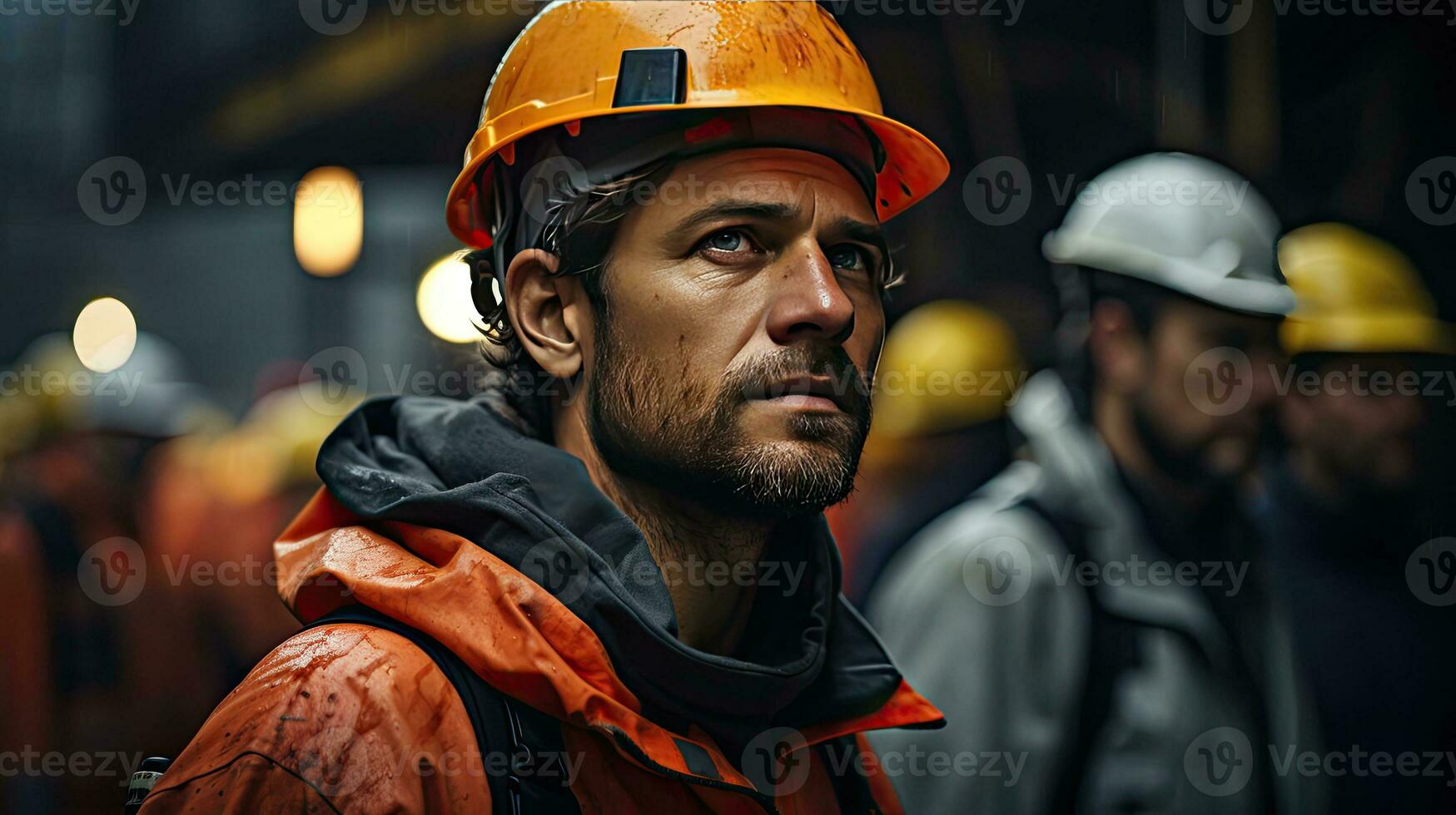 AI generated Working specialist engineer at work in an orange vest special uniform photo