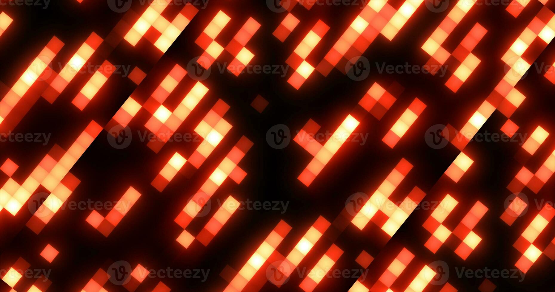 Abstract yellow orange retro pixel hipster digital background made of moving energy brick squares on a black background photo