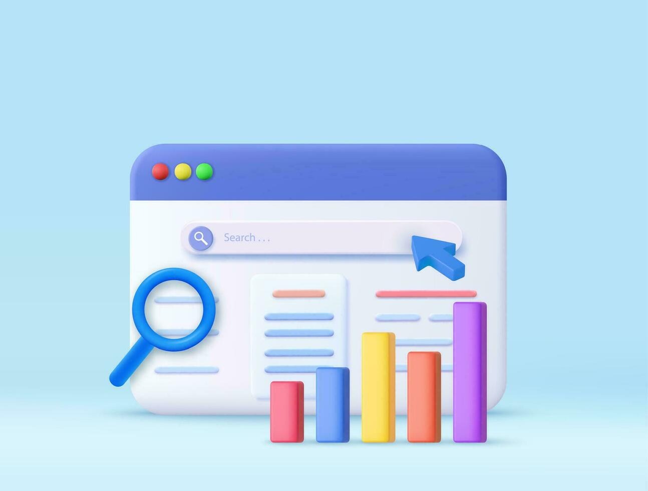 3d Business strategy concept. Business financials, leadership, direction and growth, planning. 3d rendering. Vector illustration