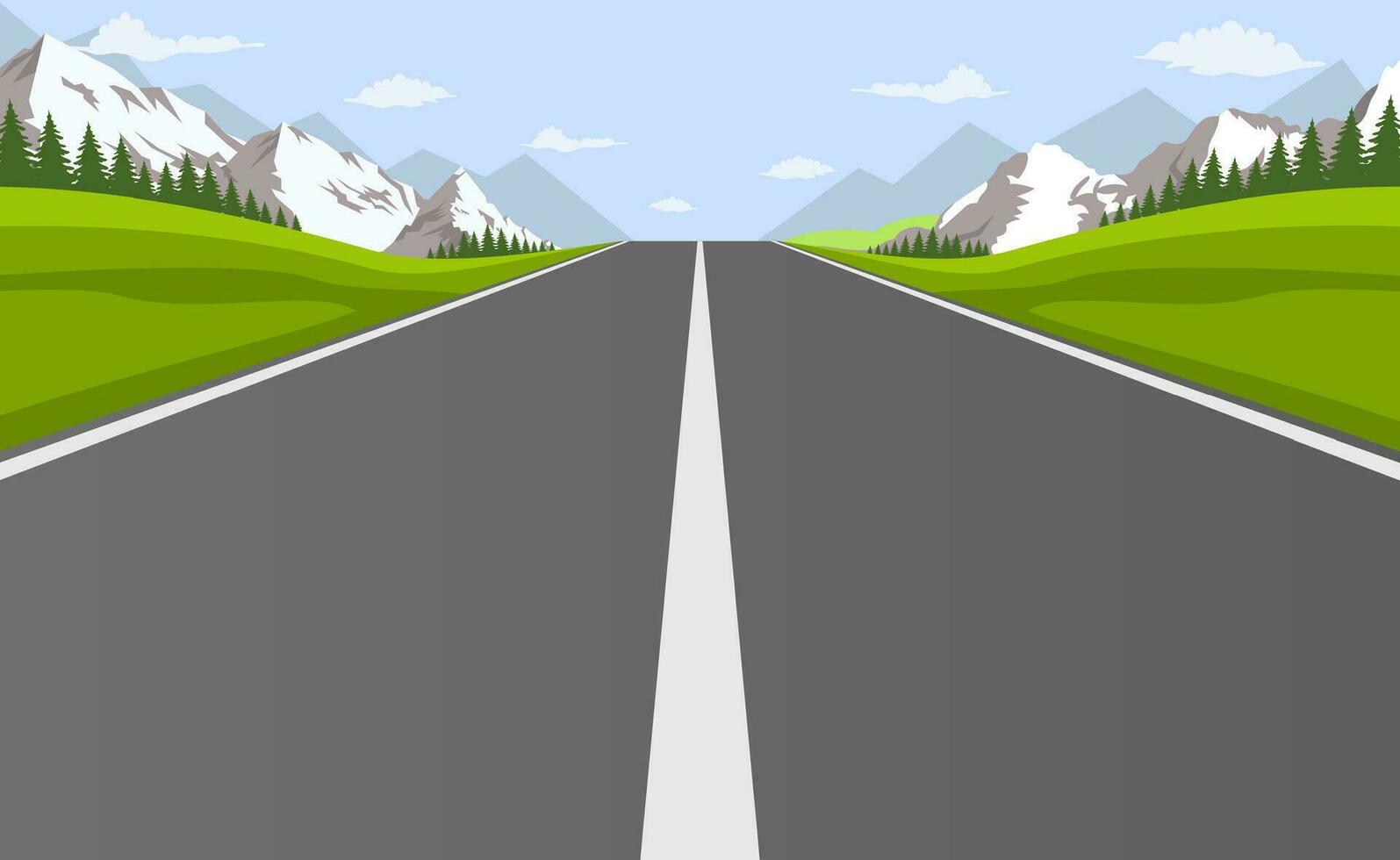 highway drive with beautiful landscape. Travel road car view. vector illustration in flat design