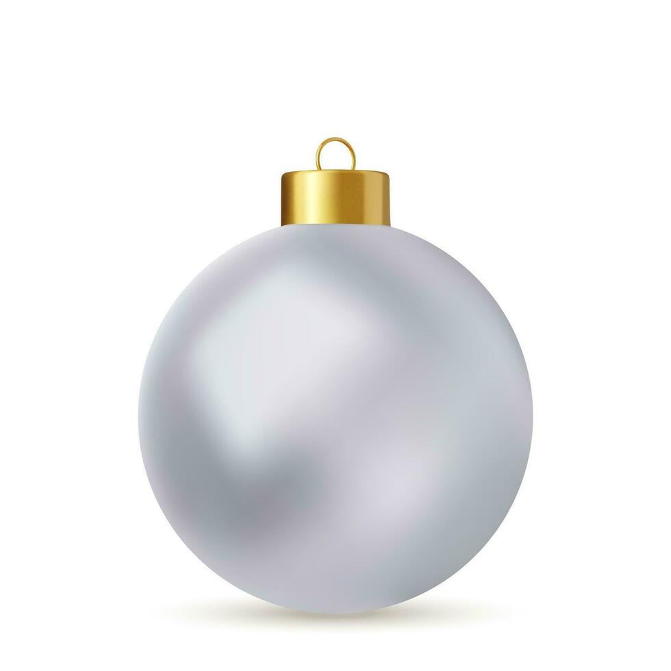 3d White Christmas ball Isolated on white background. . New year toy decoration. Holiday decoration element. 3d rendering. Vector illustration