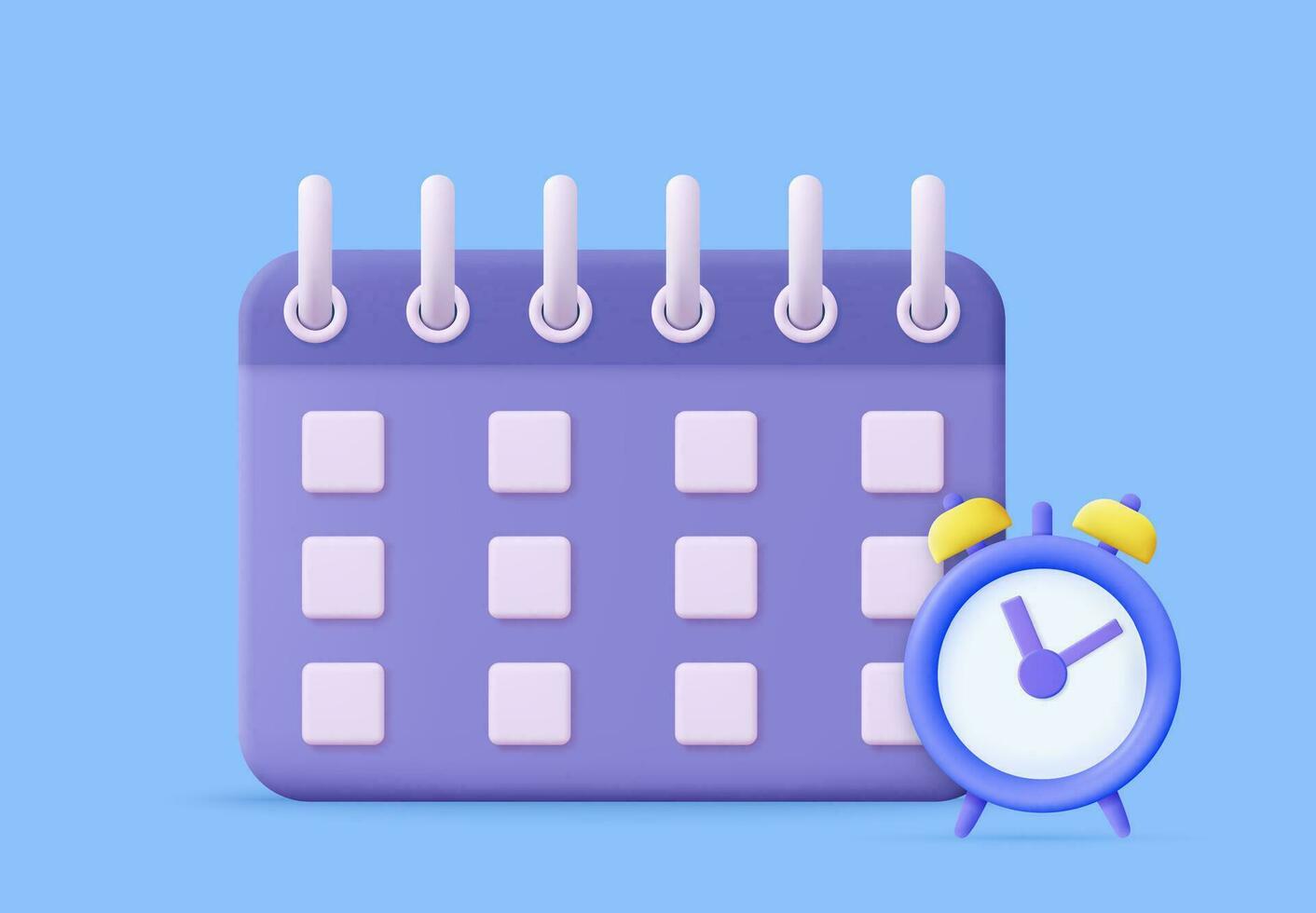 3d Calendar icon. alarm clock minimal cartoon style design. Day month year time concept. website banner. 3d rendering. Vector illustration