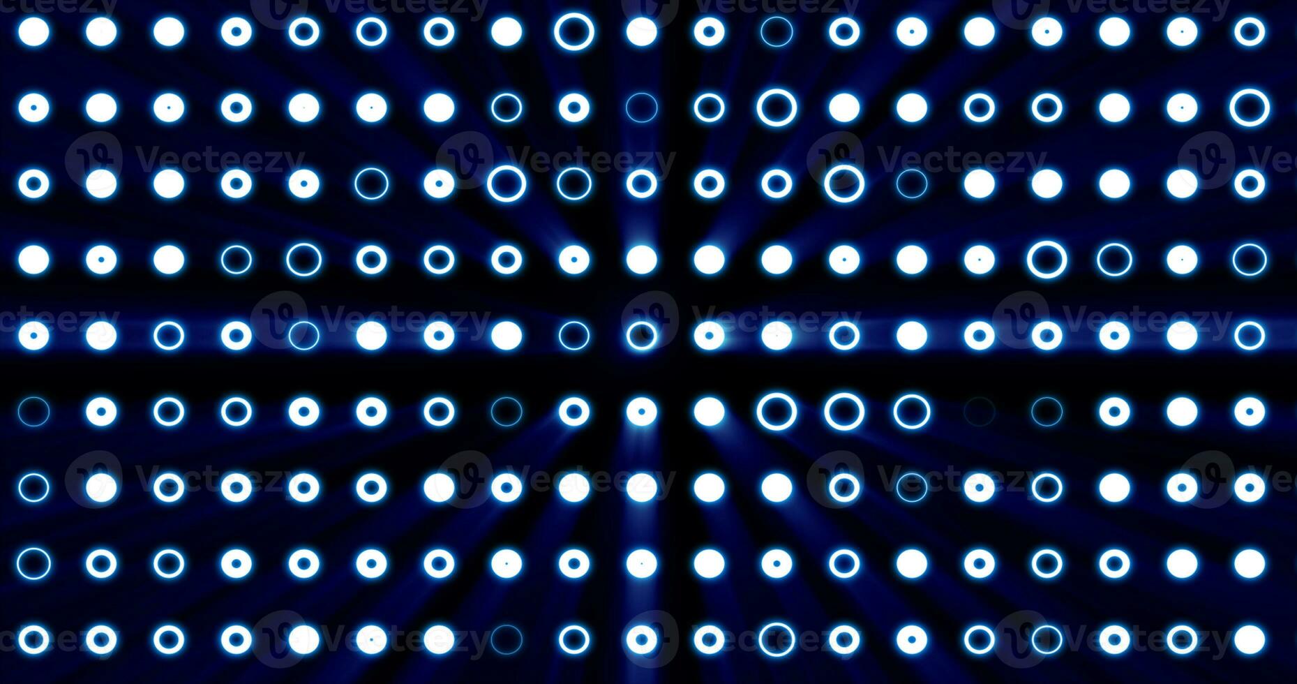 Abstract background of bright blue glowing light bulbs from circles and dots of energy magic disco wall photo