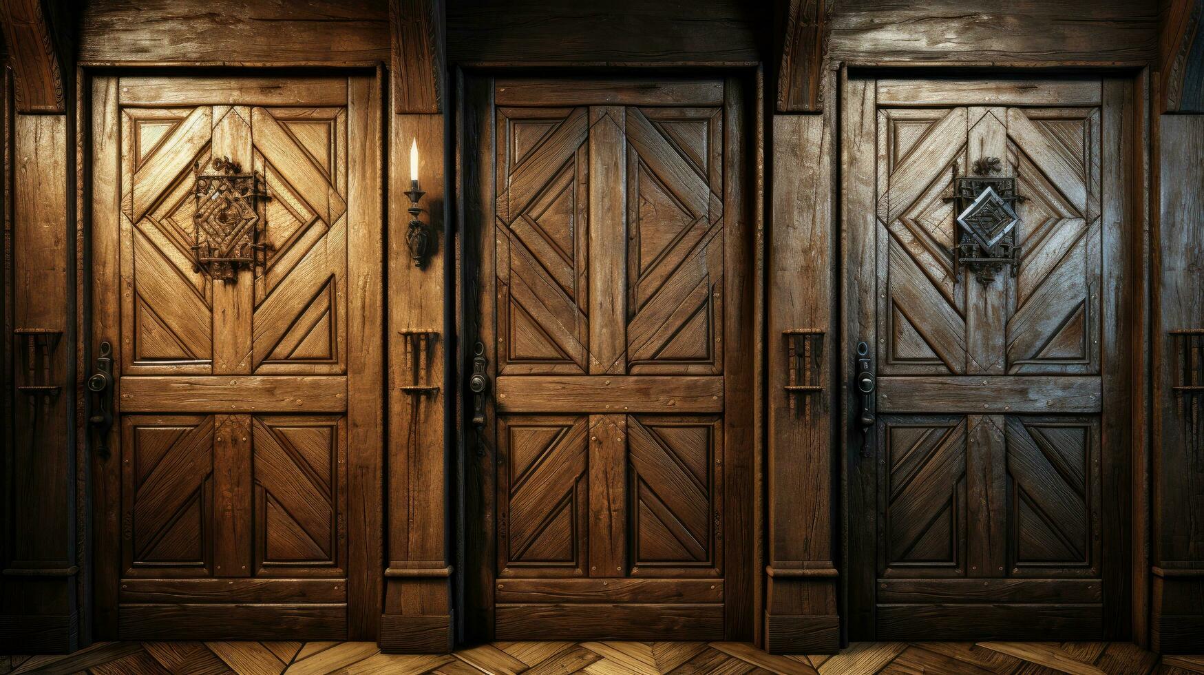 AI generated Well made solid oak doors with quality finishes AI generated image photo