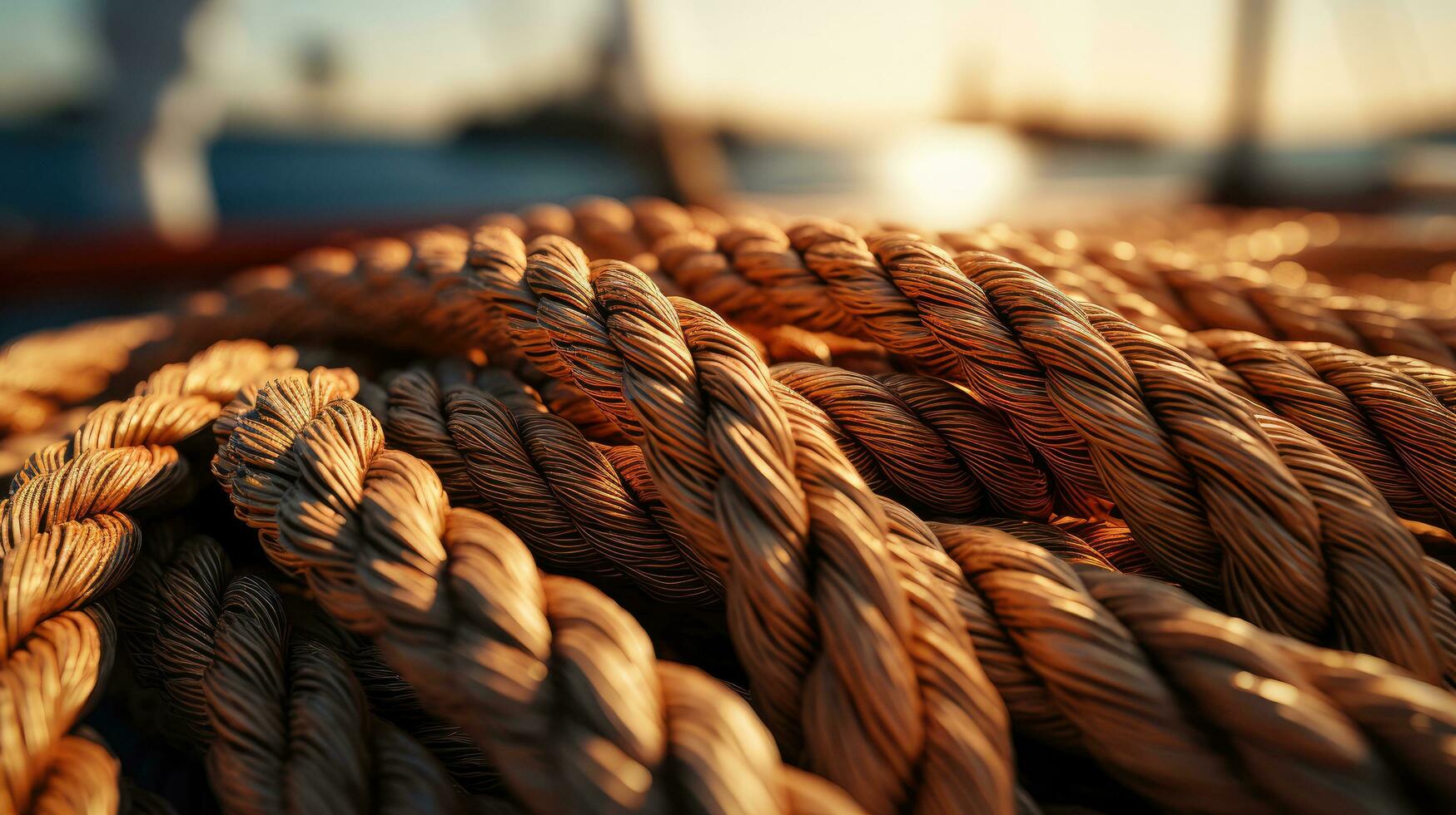 AI generated Braided rope thick strong ship rope AI generated image photo