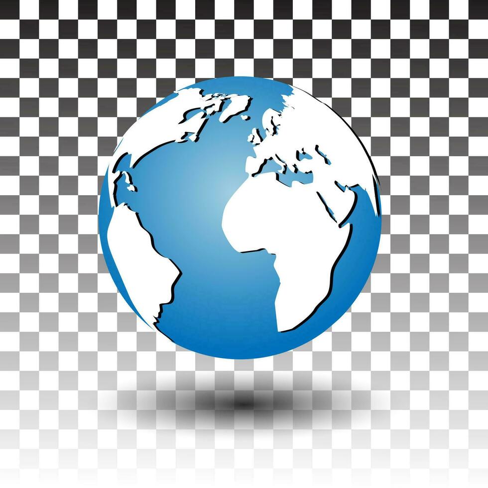 blue vector globe icon of the world