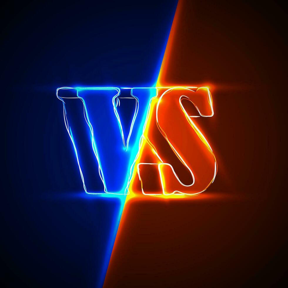 Neon Versus Logo. VS Vector Letters Illustration. Competition Icon. Fight Symbol